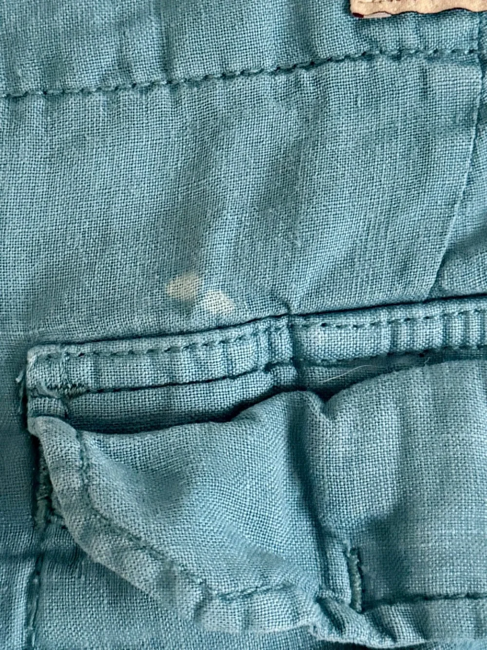 Lucky Brand Men’s Teal Linen Casual Shorts with Orange Drawstring Size 34